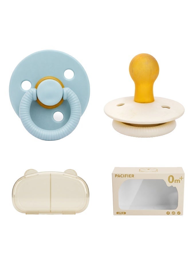 موميلو عبوتين لهاية أطفال من اللاتكس (0-6 أشهر) خالية من مادة BPA، ناعمة ومتينة بشكل حلمة طبيعي، سهلة التنظيف، مغلفة بتفريغ اله - Image 1